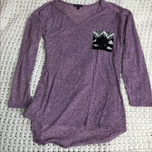 Dillard’s Purple Elephant Pocket 3/4 Sleeve Shirt